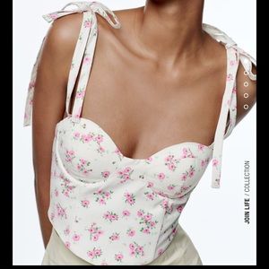 Zara Printed Corset Crop Top